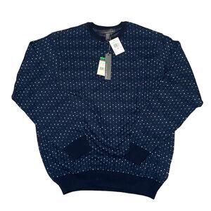 NEW Tricots St. Raphael Textured Knit Navy Blue Grandpa Sweater - Size Large
